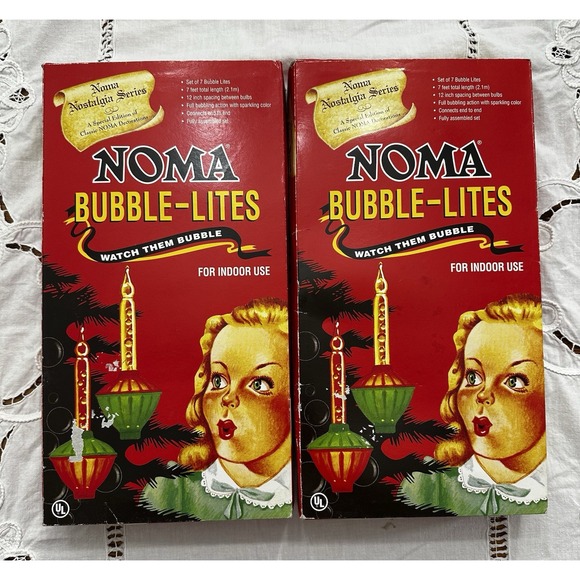 Noma Bubble Lites SET OF TWO 7 Lights in Each Strand Red & Orange - All Working